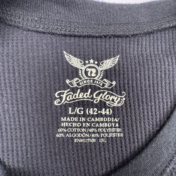 Cyber Skull Men Black Thermal Waffle Knit Shirt L Y2K Grunge Biker Jesse Pinkman - Picture 7 of 13